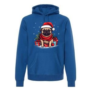 Pug Lover Xmas Decoration Santa Hat Pug Christmas Gift Premium Hoodie