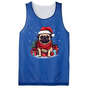 Pug Lover Xmas Decoration Santa Hat Pug Christmas Gift Mesh Reversible Basketball Jersey Tank