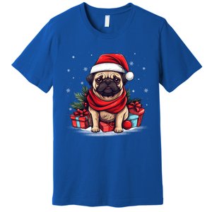 Pug Lover Xmas Decoration Santa Hat Pug Christmas Gift Premium T-Shirt