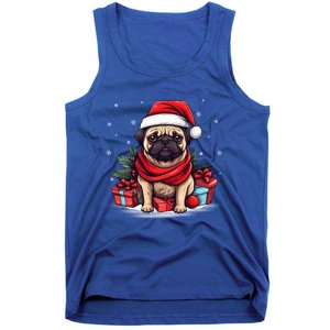 Pug Lover Xmas Decoration Santa Hat Pug Christmas Gift Tank Top