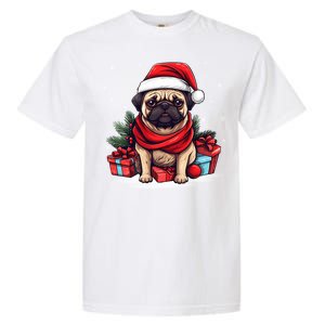 Pug Lover Xmas Decoration Santa Hat Pug Christmas Gift Garment-Dyed Heavyweight T-Shirt