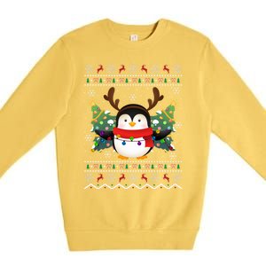 Penguin Lover Xmas Sweater Ugly Santa Penguin Christmas Premium Crewneck Sweatshirt