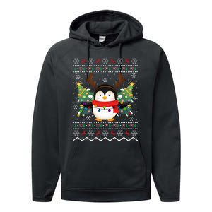 Penguin Lover Xmas Sweater Ugly Santa Penguin Christmas Performance Fleece Hoodie