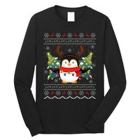 Penguin Lover Xmas Sweater Ugly Santa Penguin Christmas Long Sleeve Shirt