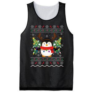 Penguin Lover Xmas Sweater Ugly Santa Penguin Christmas Mesh Reversible Basketball Jersey Tank