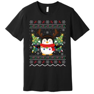 Penguin Lover Xmas Sweater Ugly Santa Penguin Christmas Premium T-Shirt