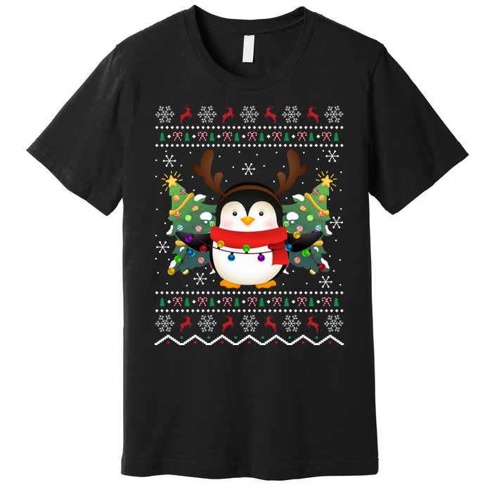 Penguin Lover Xmas Sweater Ugly Santa Penguin Christmas Premium T-Shirt