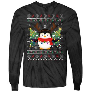 Penguin Lover Xmas Sweater Ugly Santa Penguin Christmas Tie-Dye Long Sleeve Shirt