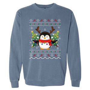 Penguin Lover Xmas Sweater Ugly Santa Penguin Christmas Garment-Dyed Sweatshirt