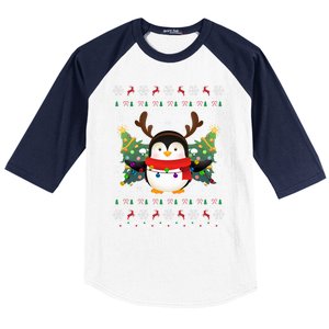 Penguin Lover Xmas Sweater Ugly Santa Penguin Christmas Baseball Sleeve Shirt