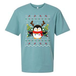 Penguin Lover Xmas Sweater Ugly Santa Penguin Christmas Sueded Cloud Jersey T-Shirt