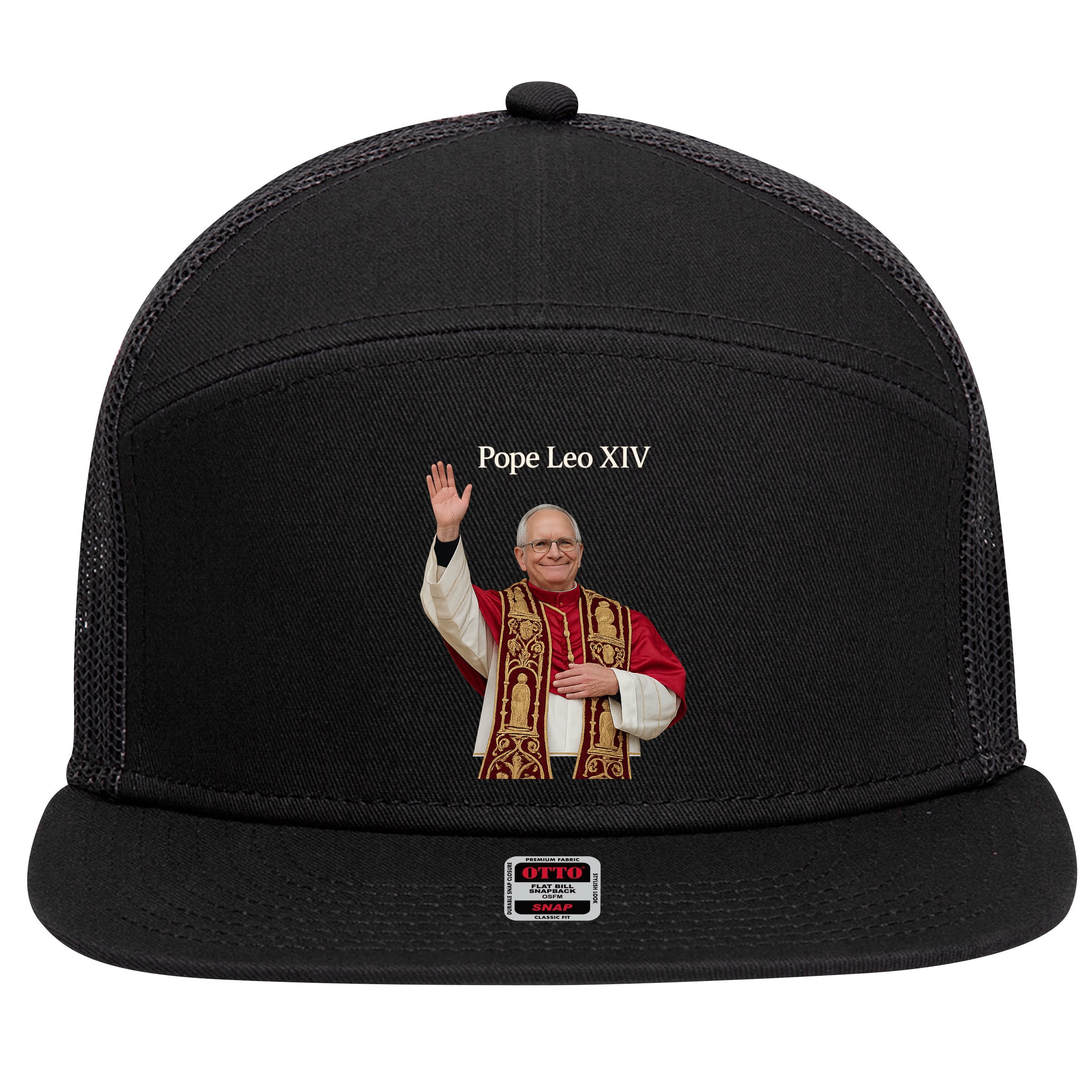 Pope Leo XIV 7 Panel Mesh Trucker Snapback Hat