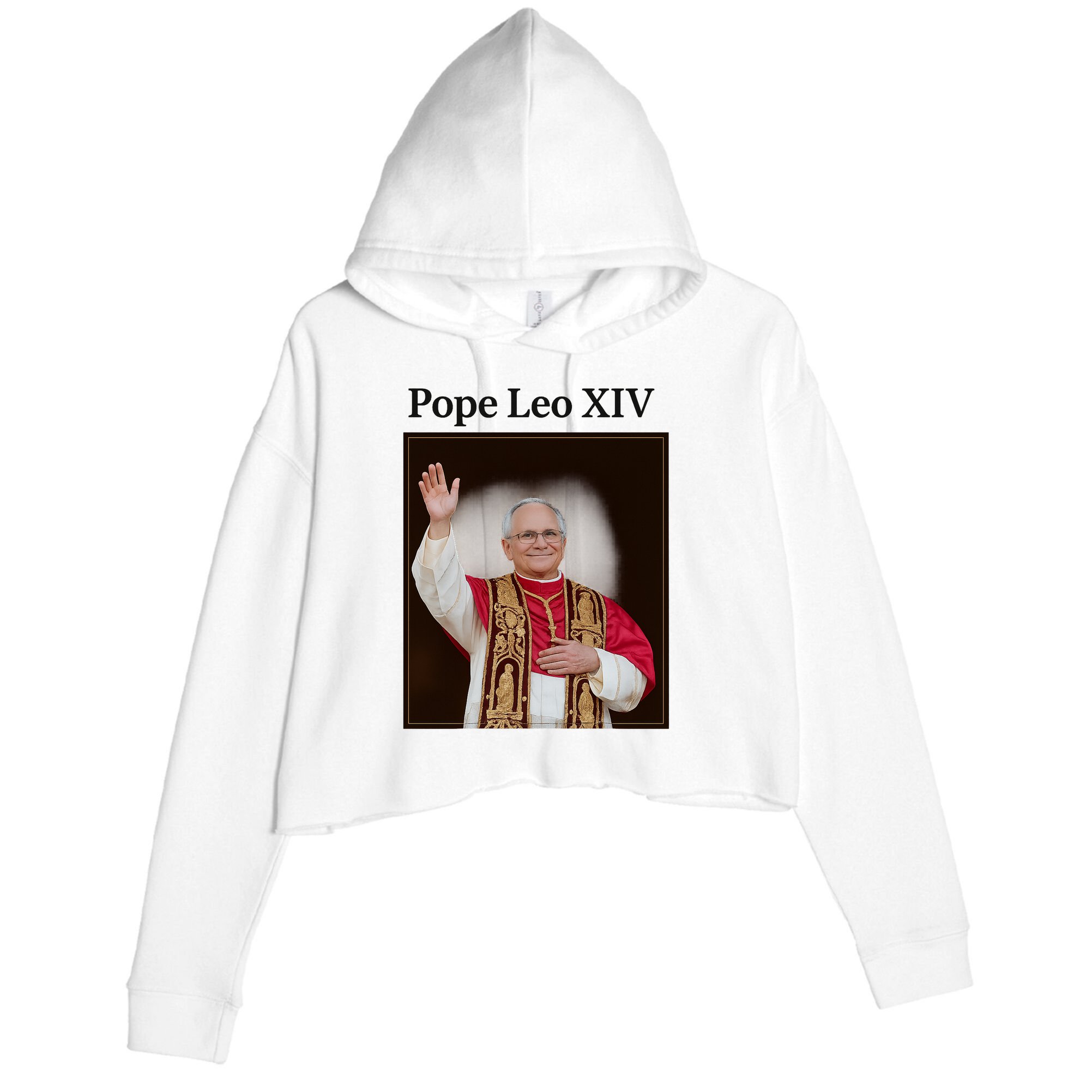 Pope Leo XIV Robert Prevost Crop Fleece Hoodie