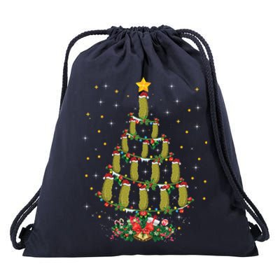 Pickle Lover Xmas Gift Matching Family Pickle Christmas Tree Gift Drawstring Bag