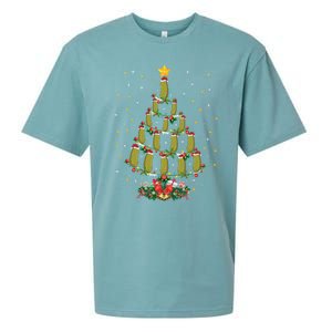 Pickle Lover Xmas Gift Matching Family Pickle Christmas Tree Gift Sueded Cloud Jersey T-Shirt