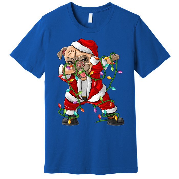 Pug Lover Xmas Family Matching Santa Pug Dabbing Christmas Gift Premium T-Shirt