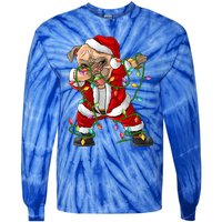 Pug Lover Xmas Family Matching Santa Pug Dabbing Christmas Gift Tie-Dye Long Sleeve Shirt