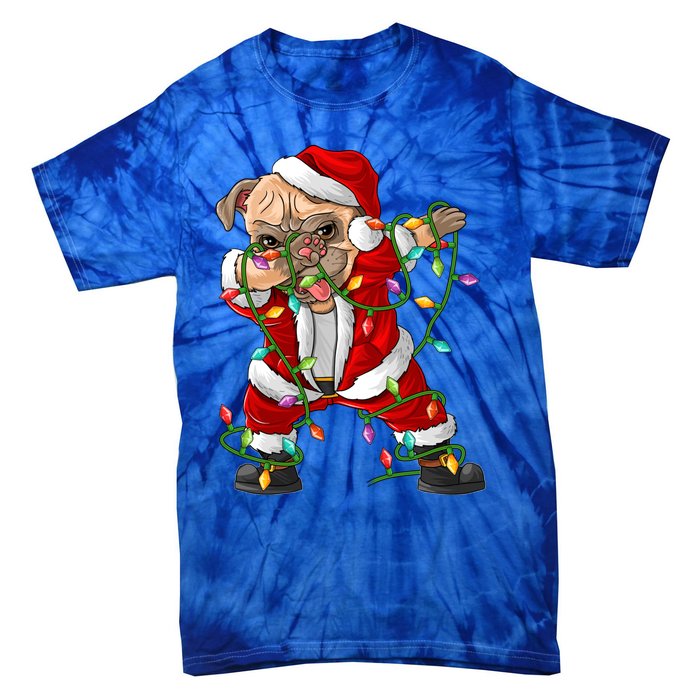 Pug Lover Xmas Family Matching Santa Pug Dabbing Christmas Gift Tie-Dye T-Shirt