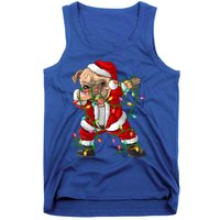 Pug Lover Xmas Family Matching Santa Pug Dabbing Christmas Gift Tank Top