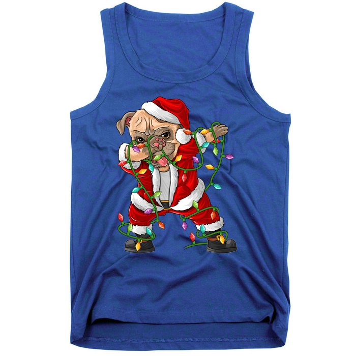 Pug Lover Xmas Family Matching Santa Pug Dabbing Christmas Gift Tank Top