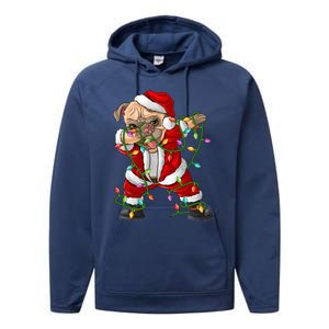 Pug Lover Xmas Family Matching Santa Pug Dabbing Christmas Gift Performance Fleece Hoodie