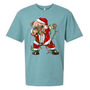 Pug Lover Xmas Family Matching Santa Pug Dabbing Christmas Gift Sueded Cloud Jersey T-Shirt