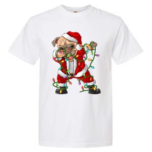 Pug Lover Xmas Family Matching Santa Pug Dabbing Christmas Gift Garment-Dyed Heavyweight T-Shirt