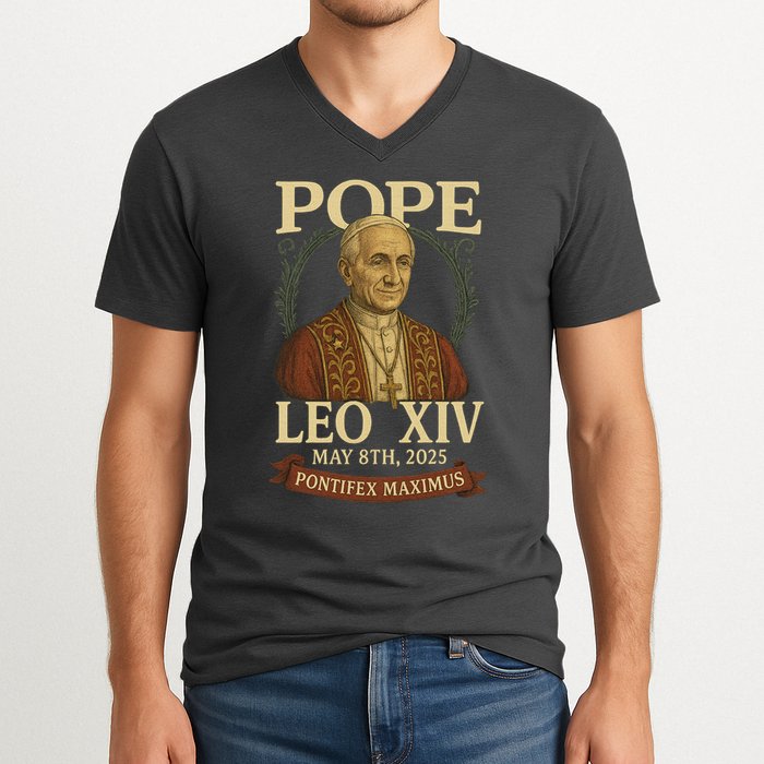 Pope Leo XIV  Pontifex Maximus May 8th, 2025 V-Neck T-Shirt
