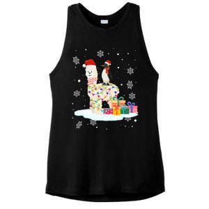 Penguins Lover Xmas Lighting Penguin Riding Llama Christmas Funny Gift Ladies PosiCharge Tri-Blend Wicking Tank