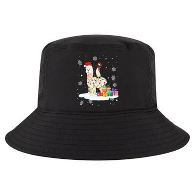 Penguins Lover Xmas Lighting Penguin Riding Llama Christmas Funny Gift Cool Comfort Performance Bucket Hat