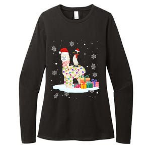 Penguins Lover Xmas Lighting Penguin Riding Llama Christmas Funny Gift Womens CVC Long Sleeve Shirt