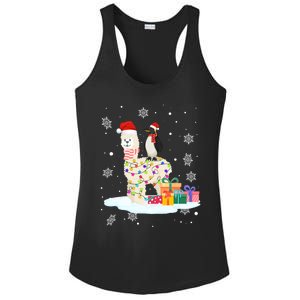 Penguins Lover Xmas Lighting Penguin Riding Llama Christmas Funny Gift Ladies PosiCharge Competitor Racerback Tank