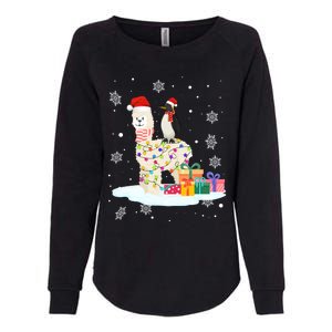 Penguins Lover Xmas Lighting Penguin Riding Llama Christmas Funny Gift Womens California Wash Sweatshirt