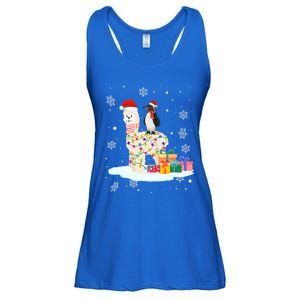 Penguins Lover Xmas Lighting Penguin Riding Llama Christmas Funny Gift Ladies Essential Flowy Tank