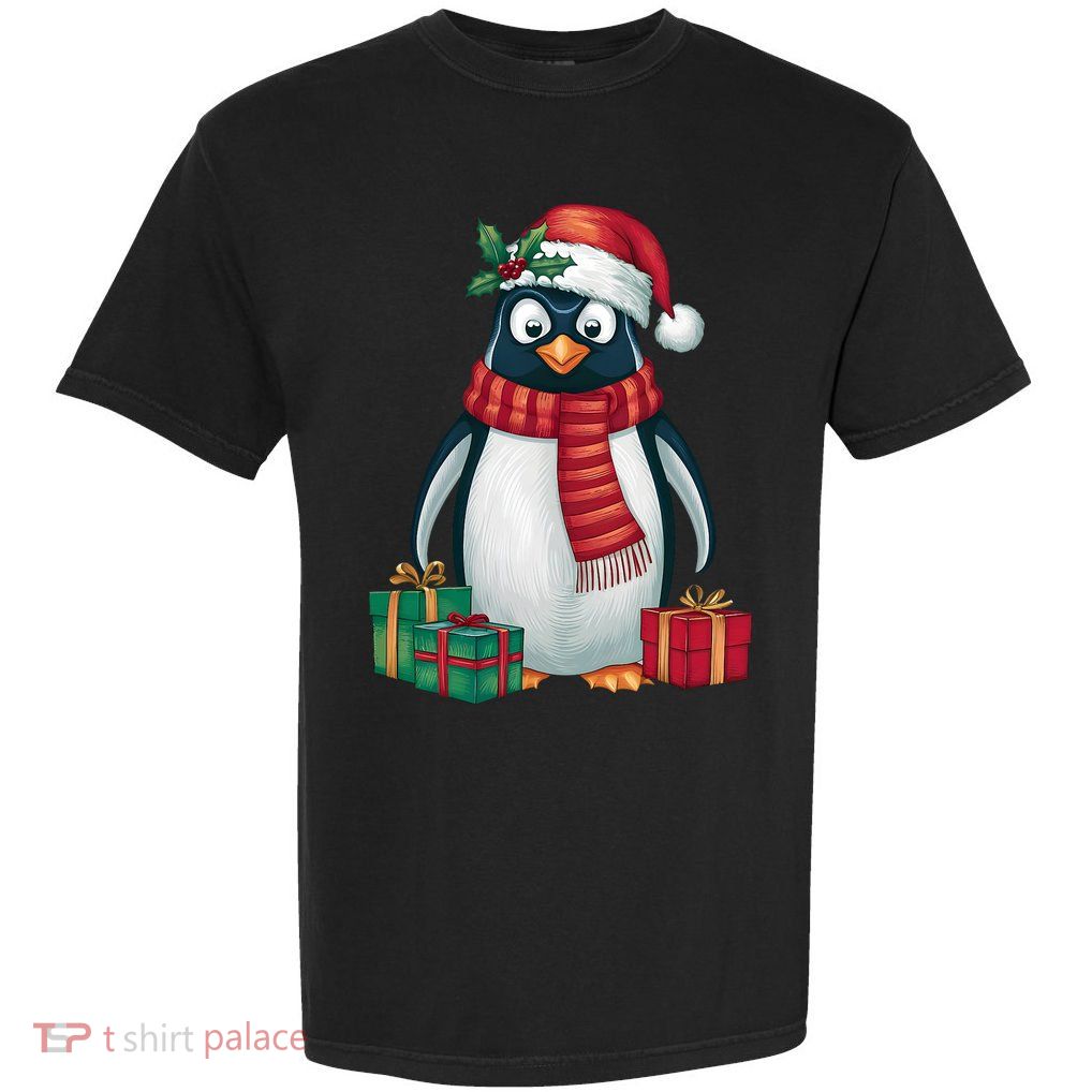 Penguin Lover Xmas Holiday Santa Emperor Penguin Christmas Garment-Dyed Heavyweight T-Shirt
