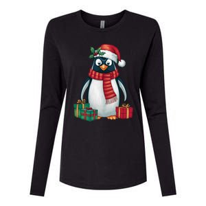 Penguin Lover Xmas Holiday Santa Emperor Penguin Christmas Womens Cotton Relaxed Long Sleeve T-Shirt