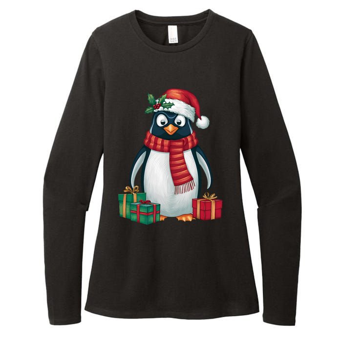 Penguin Lover Xmas Holiday Santa Emperor Penguin Christmas Womens CVC Long Sleeve Shirt