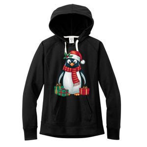 Penguin Lover Xmas Holiday Santa Emperor Penguin Christmas Women's Fleece Hoodie