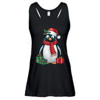 Penguin Lover Xmas Holiday Santa Emperor Penguin Christmas Ladies Essential Flowy Tank