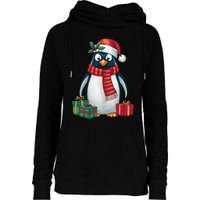 Penguin Lover Xmas Holiday Santa Emperor Penguin Christmas Womens Funnel Neck Pullover Hood