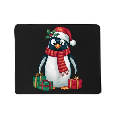 Penguin Lover Xmas Holiday Santa Emperor Penguin Christmas Mousepad