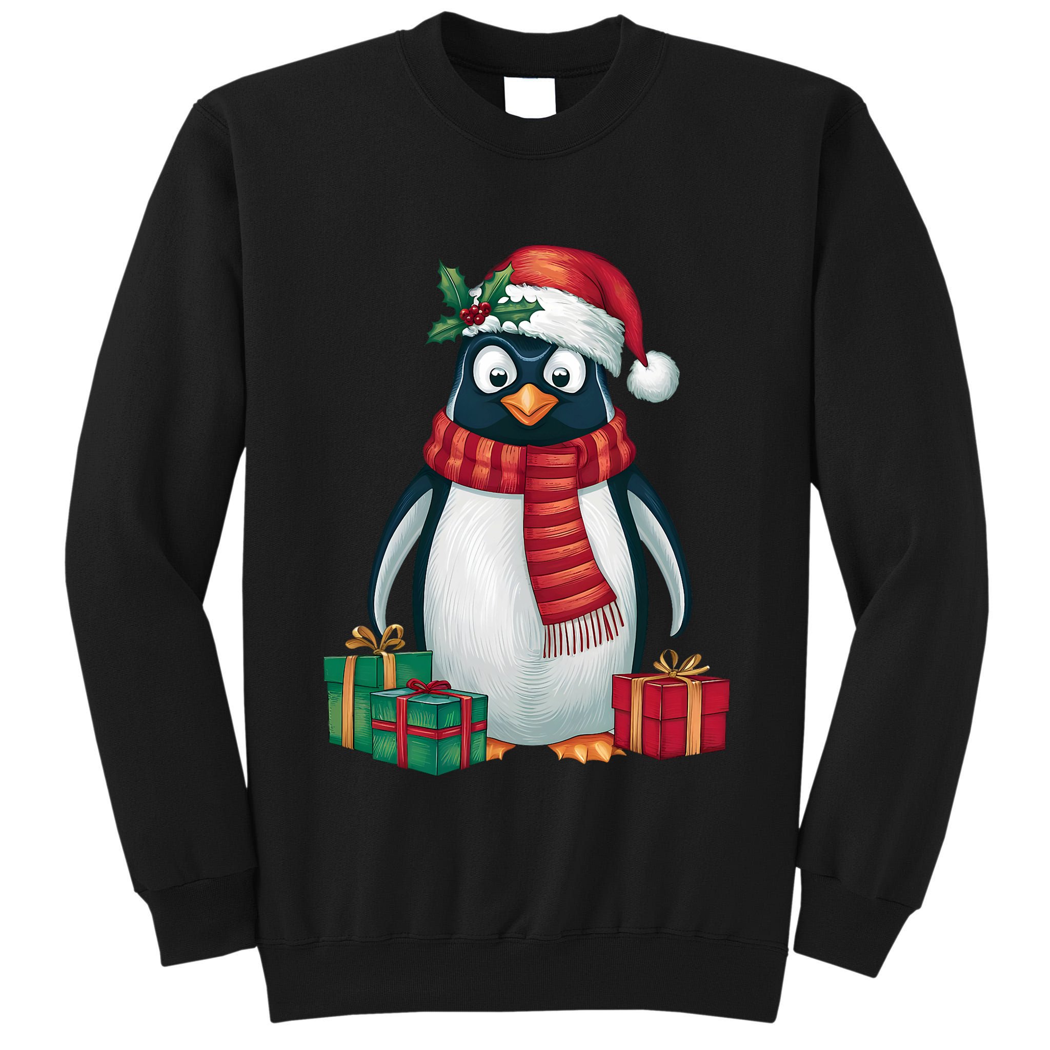 Penguin Lover Xmas Holiday Santa Emperor Penguin Christmas Tall Sweatshirt