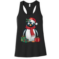 Penguin Lover Xmas Holiday Santa Emperor Penguin Christmas Women's Racerback Tank