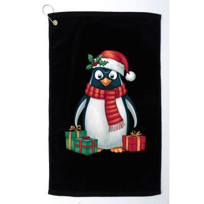 Penguin Lover Xmas Holiday Santa Emperor Penguin Christmas Platinum Collection Golf Towel