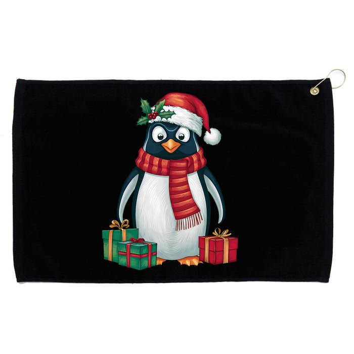 Penguin Lover Xmas Holiday Santa Emperor Penguin Christmas Grommeted Golf Towel