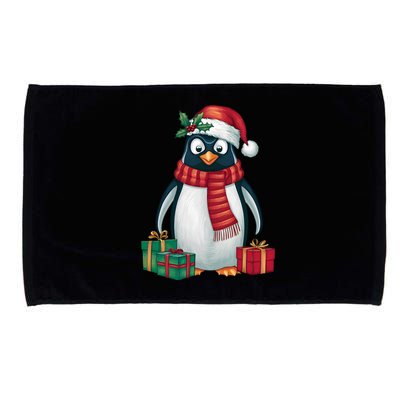 Penguin Lover Xmas Holiday Santa Emperor Penguin Christmas Microfiber Hand Towel