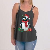 Penguin Lover Xmas Holiday Santa Emperor Penguin Christmas Women's Strappy Tank