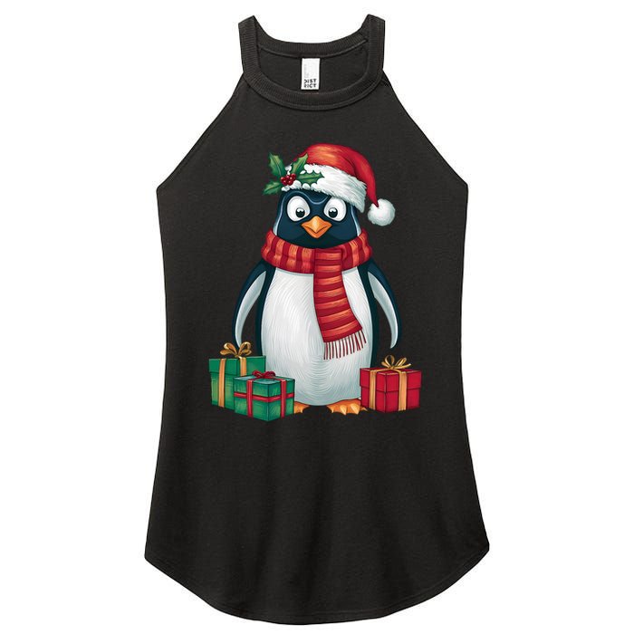 Penguin Lover Xmas Holiday Santa Emperor Penguin Christmas Women's Perfect Tri Rocker Tank