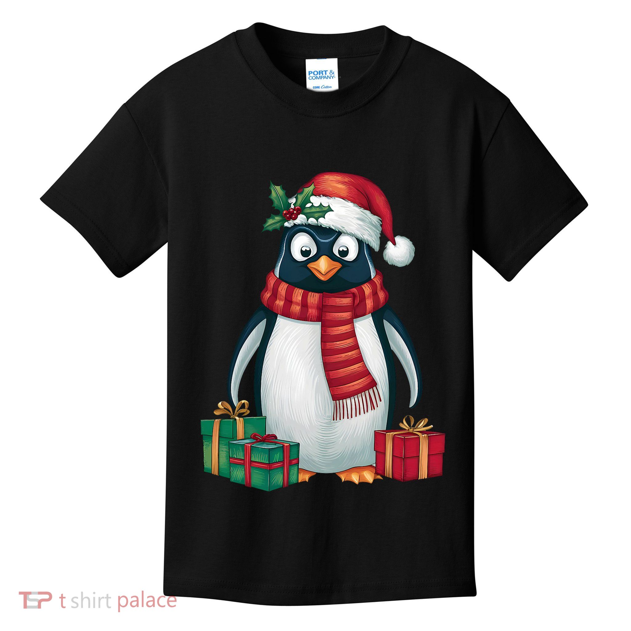 Penguin Lover Xmas Holiday Santa Emperor Penguin Christmas Kids T-Shirt