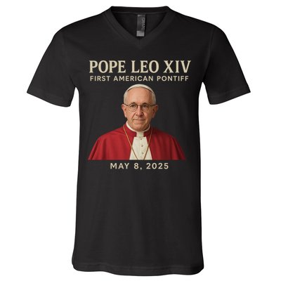 Pope Leo XIV First American Pontiff May 8th 2025 V-Neck T-Shirt